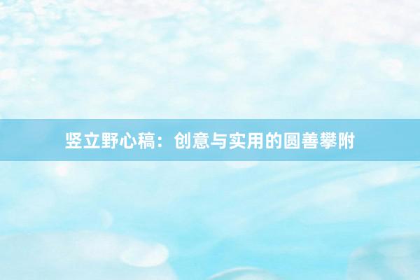 竖立野心稿：创意与实用的圆善攀附